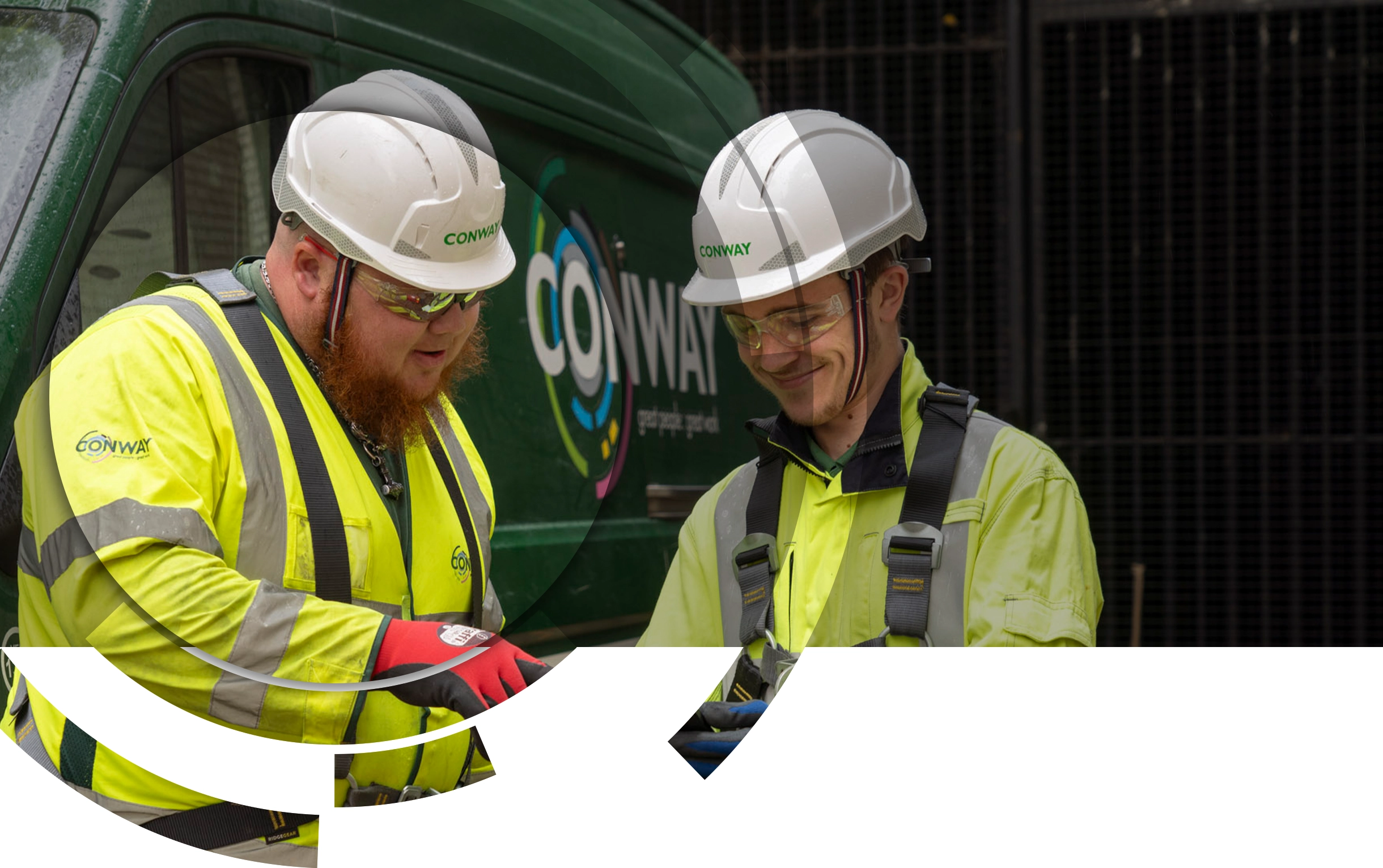 FM Conway workers laughing and smiling working together after inspecting a tunnel