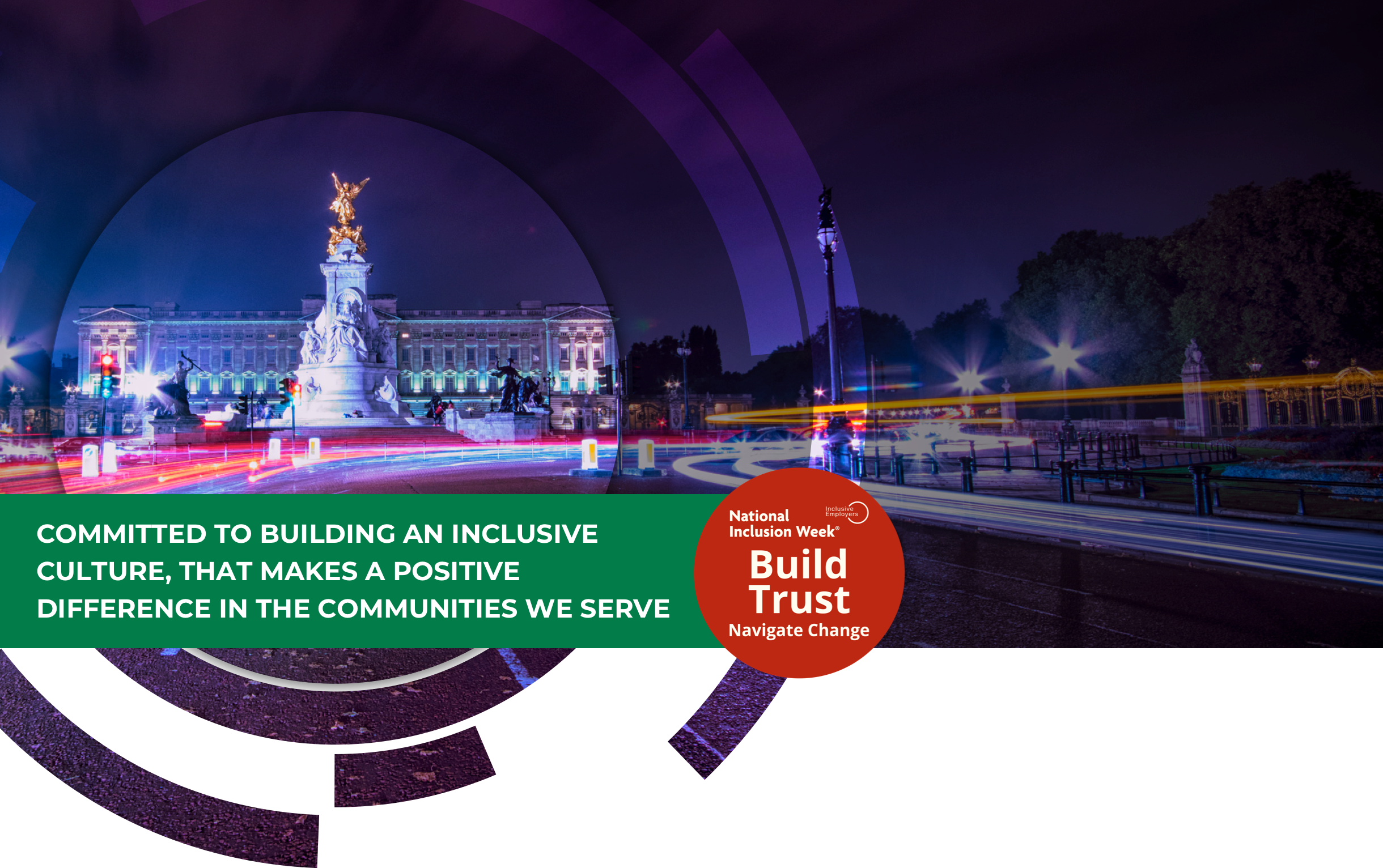 Buckingham Palace at night with long exposure car lights